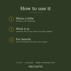 How to use Body Balm: warm a little between your fingertips, work it in where skin is dry, and for beards work it through to the skin